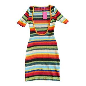 Colorful Striped Knit Dress swim cover nwt Xs